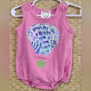 Hot Air Balloon Romper Onesie Pink Size 6 Months Boutique Snap Closure Applique